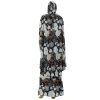 New European and American fashion cross-border best-selling long wharf scarf long dress two-piece set, printed casual daily ethnic plus-size long dress two-piece set, large flower women's prayer robe Item Picture